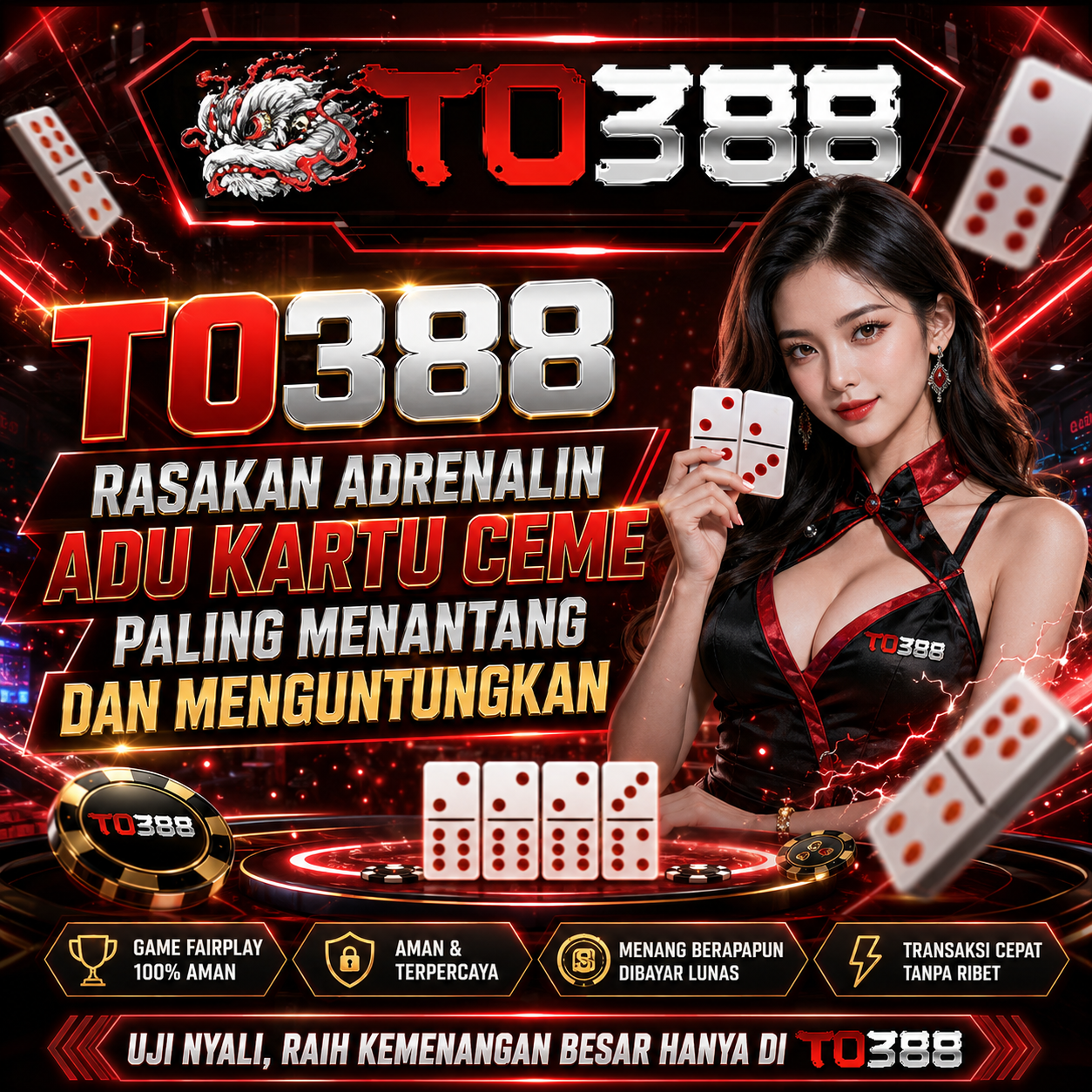 TO388 Dunia Gaming Modern Front Black 